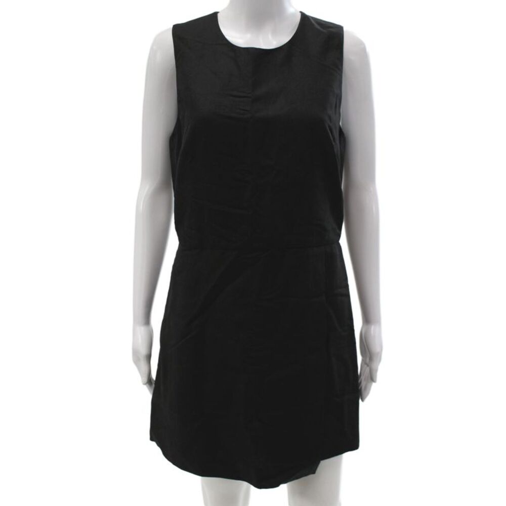 Club Monaco Womens Black Shift Mini Dress Sleeveless Round Neck Zip Size 6
